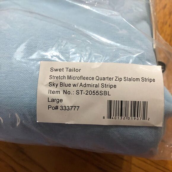 NWT Swet Tailor Stretch Microfleece Quarter Zip Striped Blue - L - Picture 10 of 10